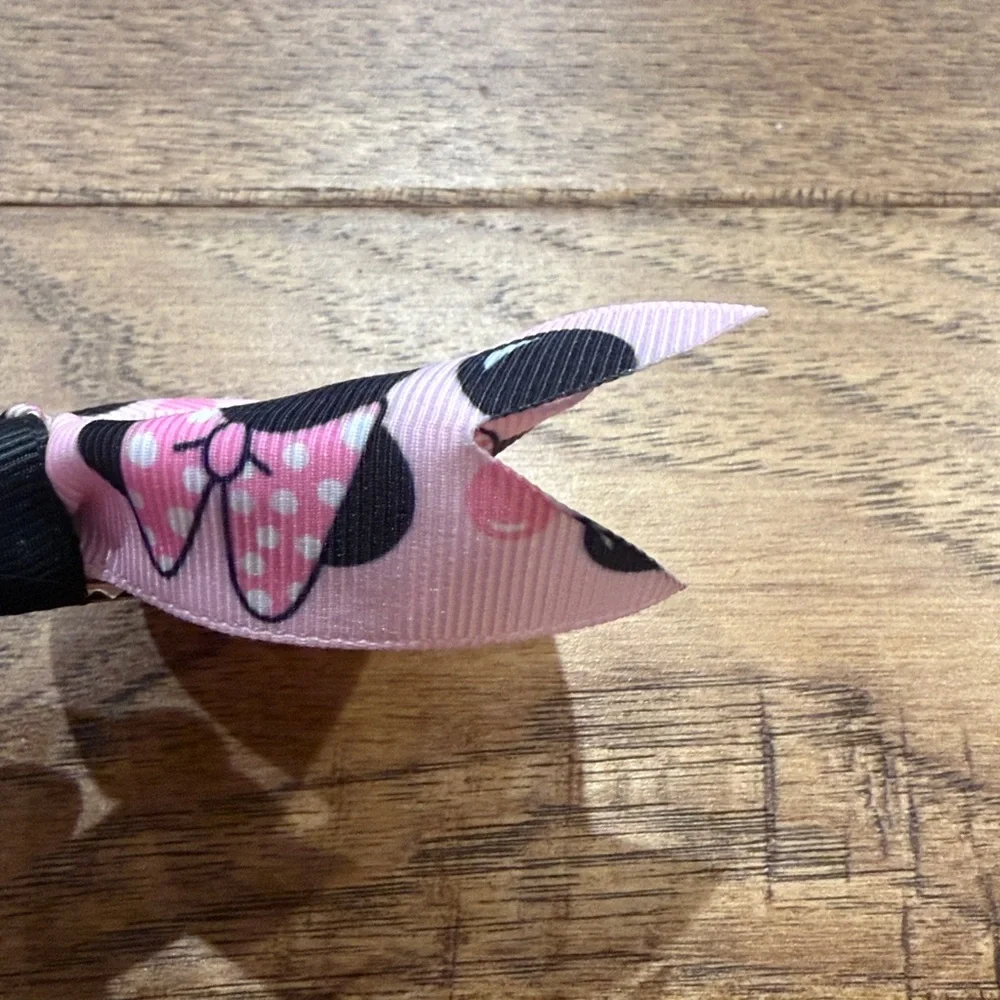 Girls Bow - Pink Black Minnie Mouse Hand-Made Hair Bow